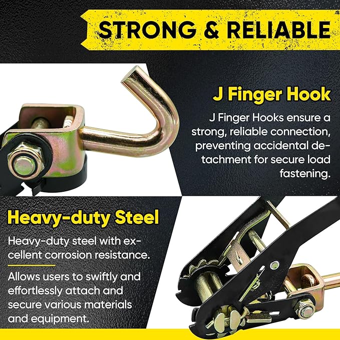 4 Pack Car Tie Down Straps for Trailers 2" x 96" - Image 3