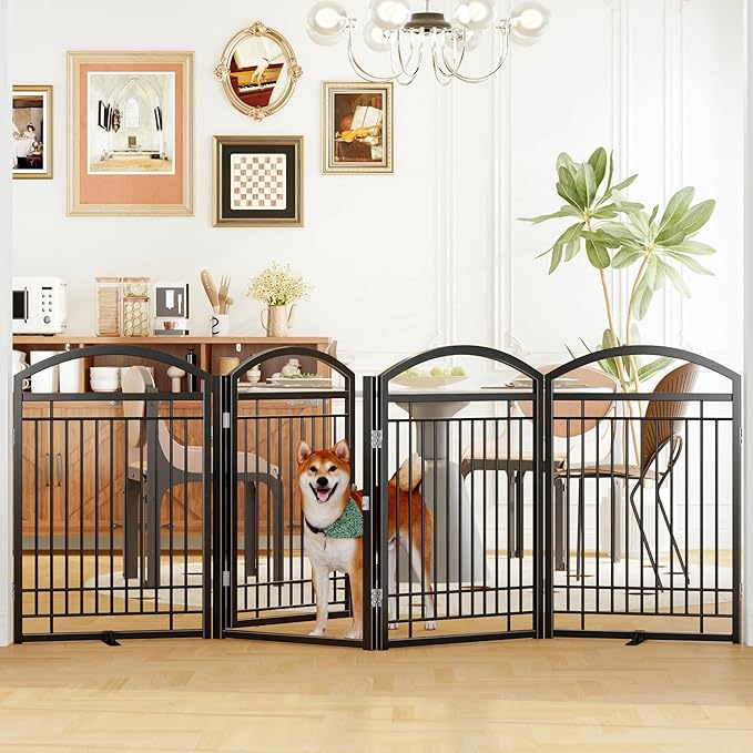 Folding No-Assembly Metal Freestanding Dog Gate by THKKYHomeOfficeFurniture