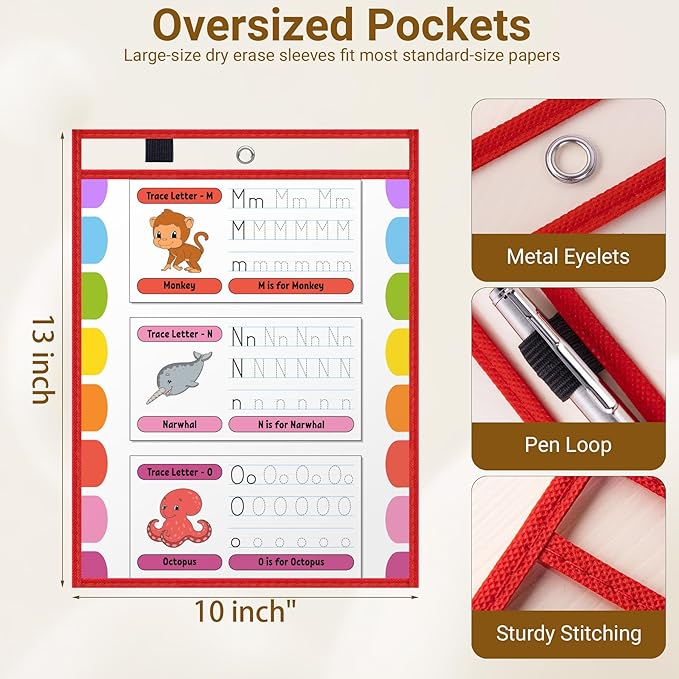 AKONEGE 5 Pack Oversized Dry Erase Pocket Sleeves - Image 2