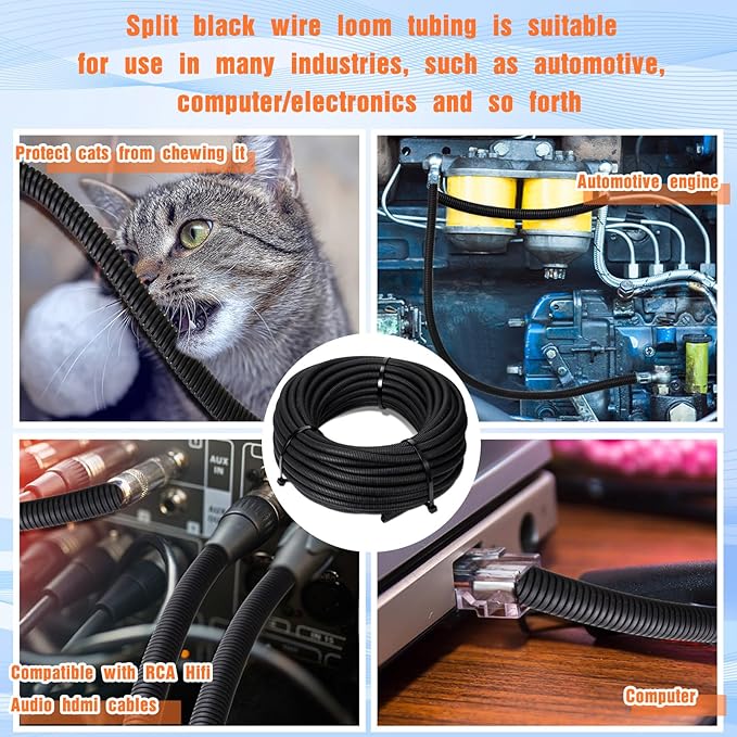 Sasylvia 3/8" X 500 ft Split Wire Loom Cord Protector Tubing Split Conduit - Image 6