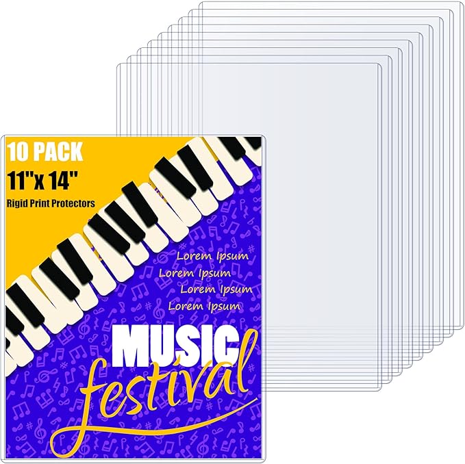 AKONEGE 10PCS 11" x 14" Rigid Print Protectors Hard Plastic Sheet Page by AKONEGE