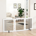 Freestanding Wooden Pet Gate for House, Foldable Indoor Dog Gate for Doorways by PUPETPO