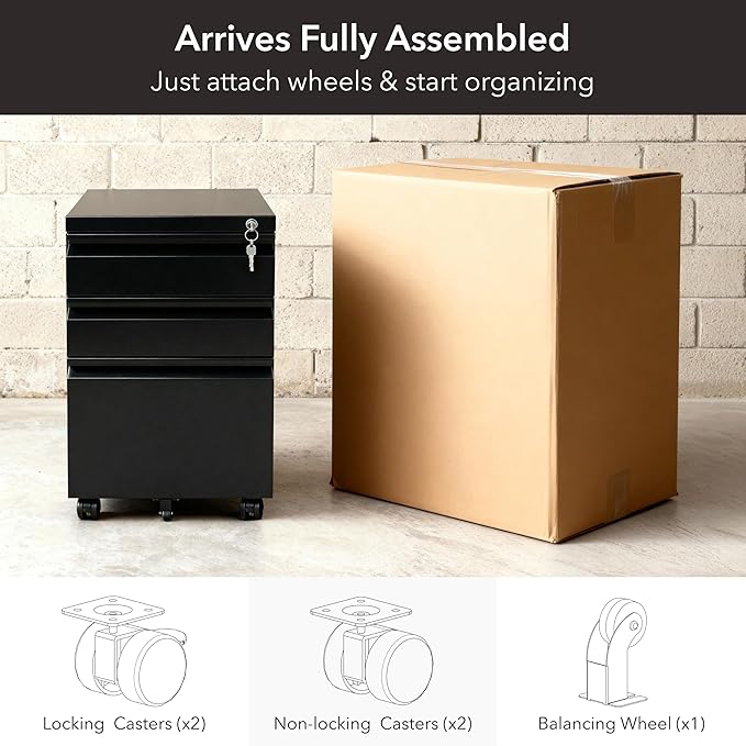 Mount-It! 3 Drawer File Cabinet - Image 8