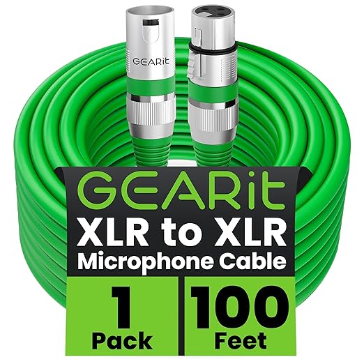 GEARit XLR Male to Female Microphone Cable 3-Pin Balanced Shielded Mixer by GEARit
