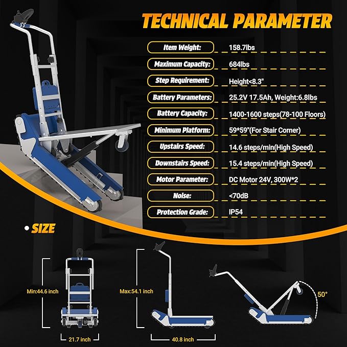 Heavy Duty Powered Track Stair Climbing Hand Truck, 683 LBS Load Crawler Stair - Image 2