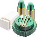 175PCS Clear Green Plastic Plates by Bestluck