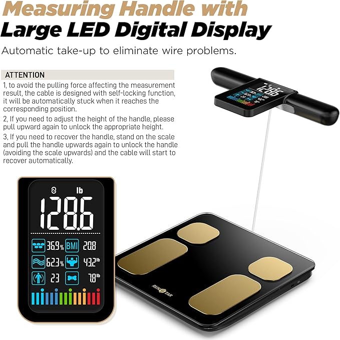 RunStar Scale for Body Weight and Fat Percentage, 8 Electrodes High Precision - Image 2
