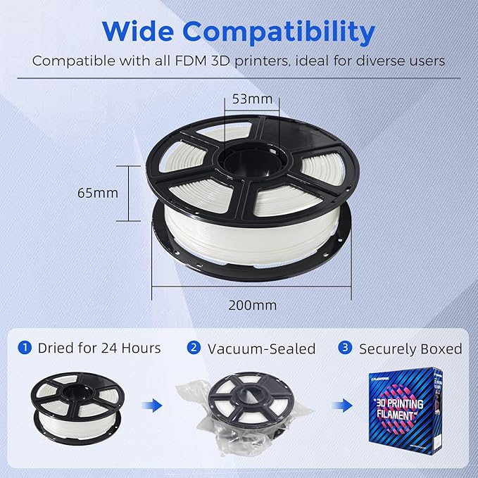 FLASHFORGE PETG Pro Filament 1.75mm White, 3D Printer Filament 1kg Spool - Image 6