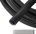 RED WOLF 1/4” x 10FT Cable Sleeves Cord Management Braided Wire Loom Sleeving by REDWOLF