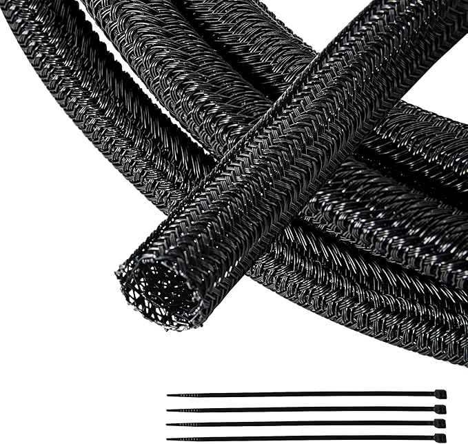 RED WOLF 1/4” x 10FT Cable Sleeves Cord Management Braided Wire Loom Sleeving by REDWOLF