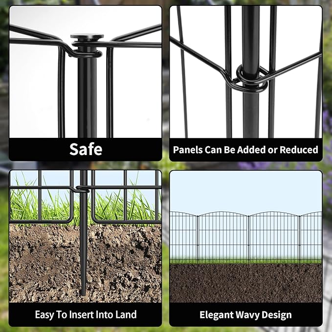 INJOPEXI Garden Fence 12 Panels 23.6ft×24in Decorative Garden Fences - Image 6