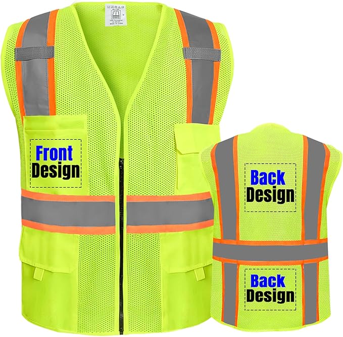 BeautyWill Custom Safety Vest Customized Logo Class 2 High Visibility by BeautyWill