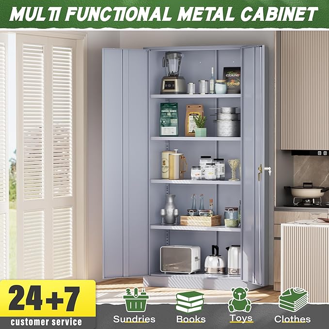 Greenvelly Metal Storage Cabinet, Metal Cabinet - Image 6