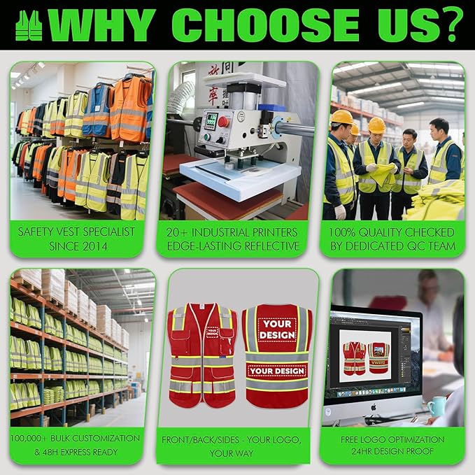 BeautyWill Custom Logo 10 Pockets Safety Vest Class2 ANSI Certified High - Image 7