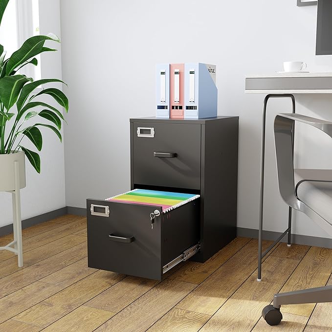 2 Drawer File Cabinet with Lock, Filing Cabinets - Image 2