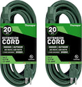 2 Pack of 20 Ft Green Extension Cord by Thonapa