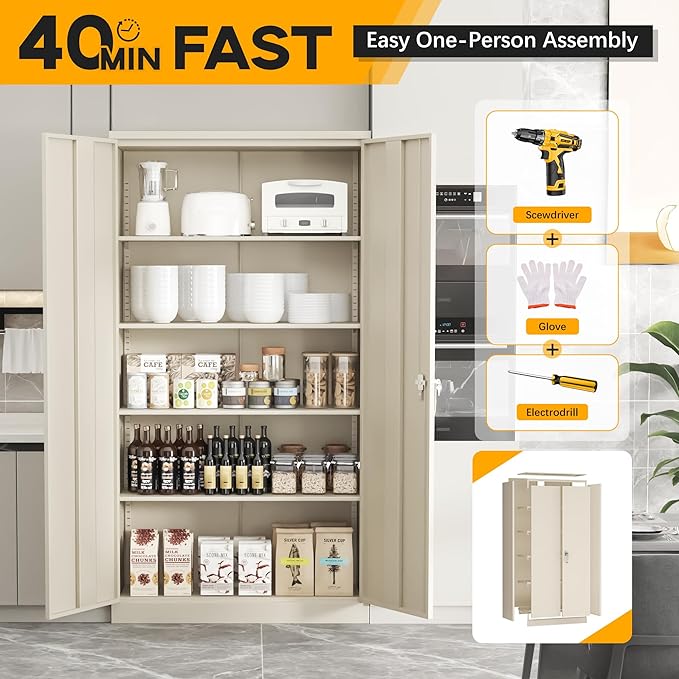 Greenvelly Metal Garage Storage Cabinet - Image 4