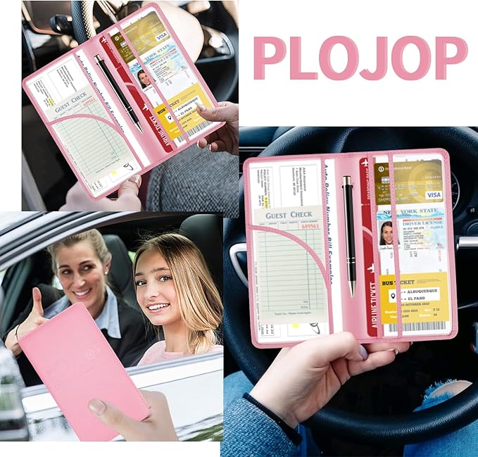 PLOJOP Car Registration and Insurance Card Holder, Leather License Document - Image 2