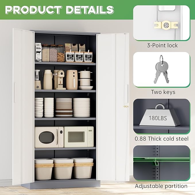 INTERGREAT Metal Storage Cabinet, Storage Locker - Image 4