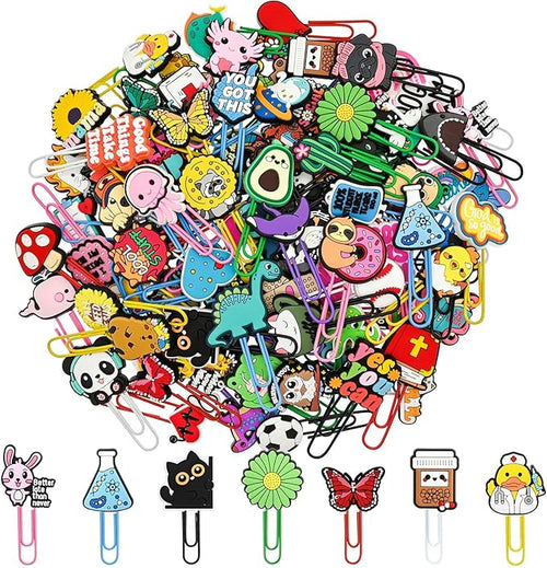 200 PCS Random Paper Clips Metal Paperclip Large Size Paper Clip Cute Bookmark by Pabucle