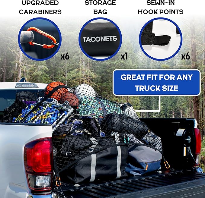 Upgraded Highly Elastic Cargo Net, USA Company, Simple Truck Bed Cargo Mesh - Image 3