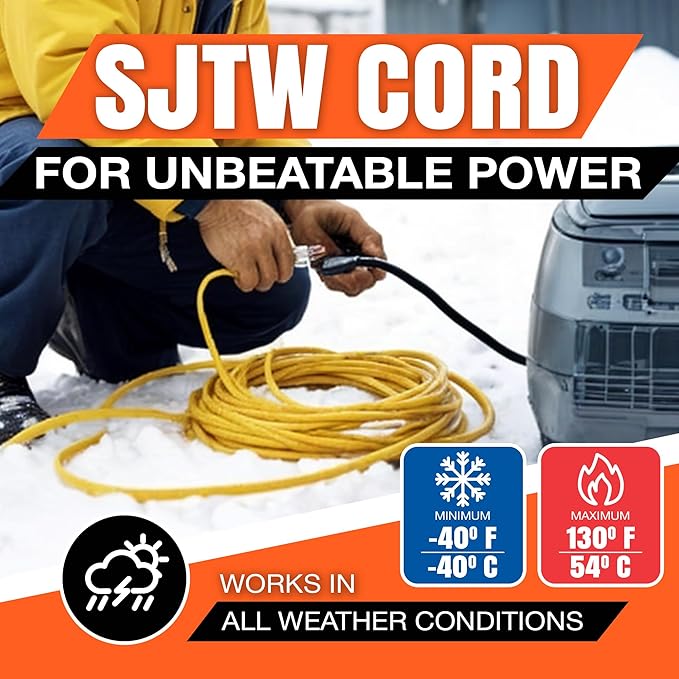 100ft Outdoor/Indoor Extension Cord 12/3 Gauge Extra Heavy Duty 3 Prong SJTW - Image 8