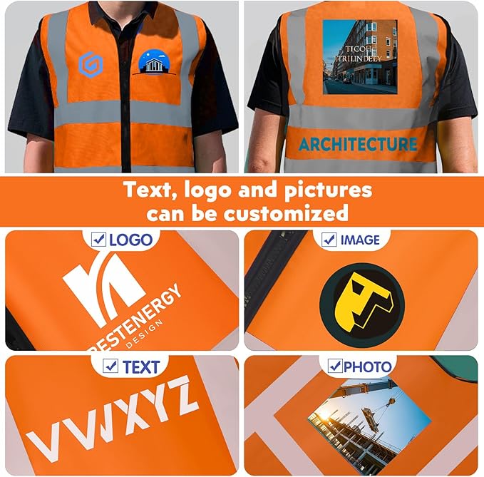 BeautyWill Custom Safety Vest Customized Logo Class 2 High Visibility - Image 7