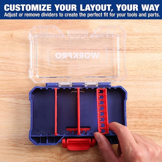 WORKPRO Small Parts Organizer 3 Pieces, Portable Stackable Hardware Storage Case - Image 7