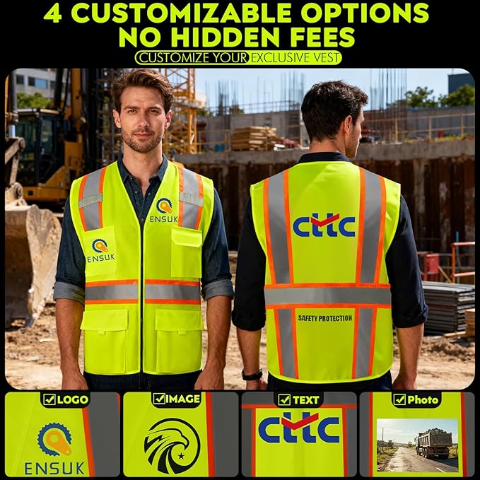 BeautyWill 10/20 Pack Custom Logo Safety Vest, Bulk High Visibility Class 2 - Image 3