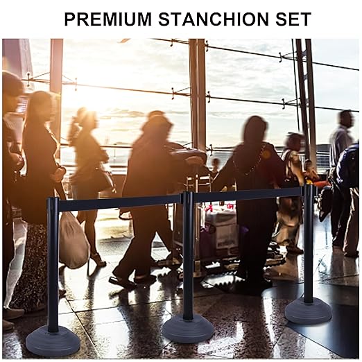 OangeStar 6 Packs Crowd Control Stanchions w/10ft Retractable Belt, Crowd - Image 2