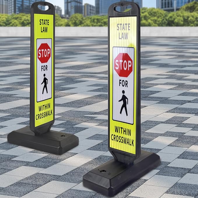 2 Pack 43" x 9.6" inch Double Sided Pedestrian Crosswalk Sign, 21.8" x 9.6" x - Image 9