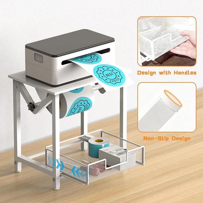 Label Holder for Rolls and Fan-Fold Labels, Thermal Sticker Holder for Desktop - Image 2