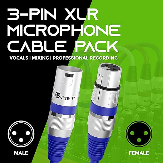 GEARit XLR Male to Female Microphone Cable 3-Pin Balanced Shielded Mixer - Image 2