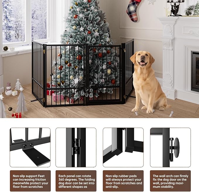 4 Panels Full Metal Freestanding Dog Gates - Image 5