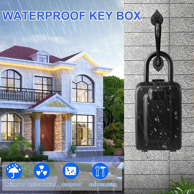 Key Lock Box, 12-Digit Code, Weatherproof Wall Mount, Large Capacity 5-8 Keys - Image 7