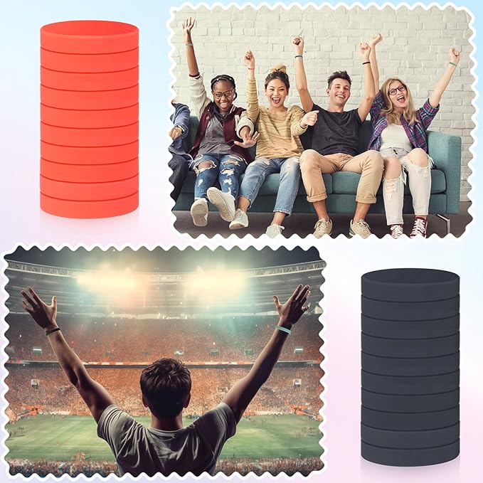Liliful 100 Pcs Silicone Rubber Wristbands Rubber Wristband Bracelet Bands - Image 6
