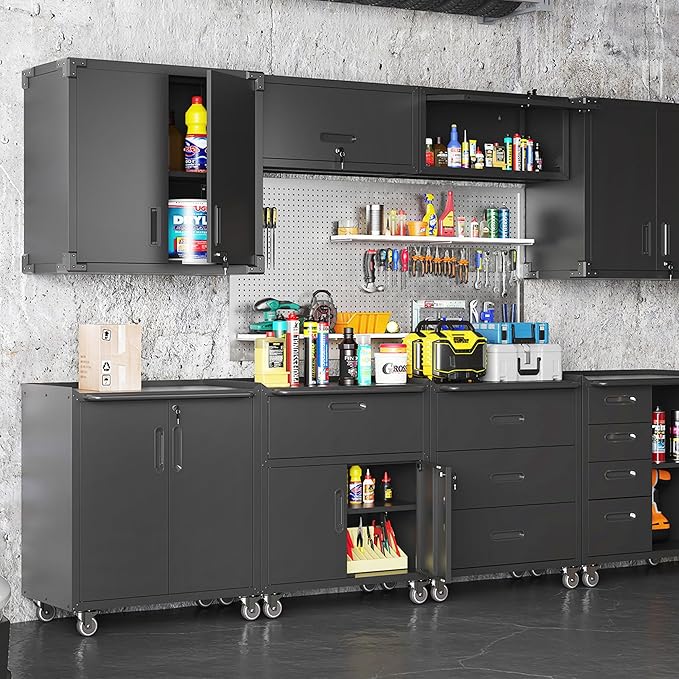 Metal Garage Wall Cabinet with Lock, Wall Mounted Metal Storage Cabinets with - Image 6