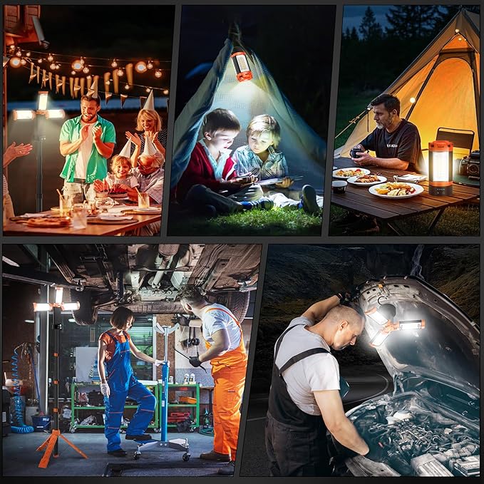 12000mAh Camping Light with Stand, Rechargeable Work Light, 10000 Lumen - Image 7
