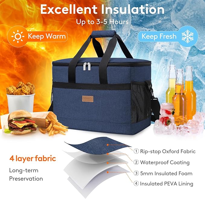 Lifewit Cooler Bag 30/50/60 Cans Collapsible and Insulated Large Lunch Bag - Image 4
