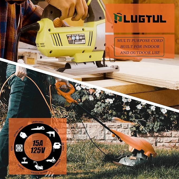 PLUGTUL 12/3 Outdoor Extension Cord 15 FT Waterproof, Heavy Duty 12 Gauge SJTW - Image 6
