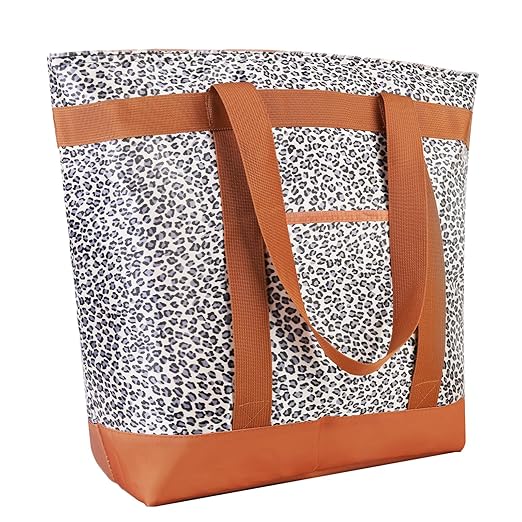Insulated Reusable Tote Bag for Grocery Shopping for Women/Men, Pizza/Food by CIVJET