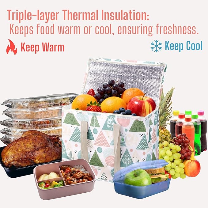 VENO 2 Pack Christmas Cooler Bag Insulated Reusable Grocery Shopping Bag - Image 4