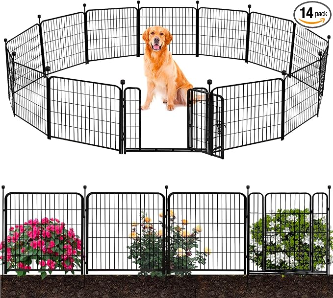 ADAVIN Garden Fence Wide Door Low Threshold, 40 inch High 14 Panels Total 31 Ft by ADAVIN