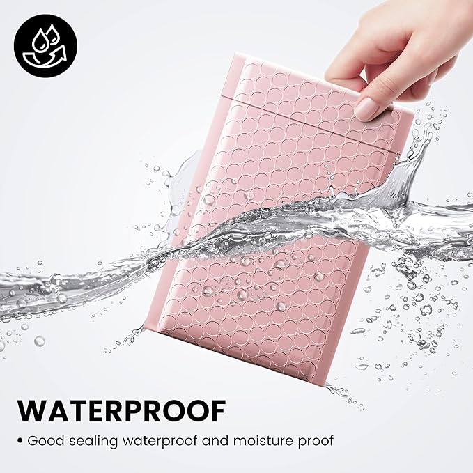 Fuxury Bubble Mailers 4x8 Inch Light Pink 200 Pack Padded Envelopes Usable Size - Image 4