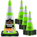 Xpose Safety 28” Lime Green Traffic Cone Dual 6" & 4" Reflective Collar – 12 by XposeSafety