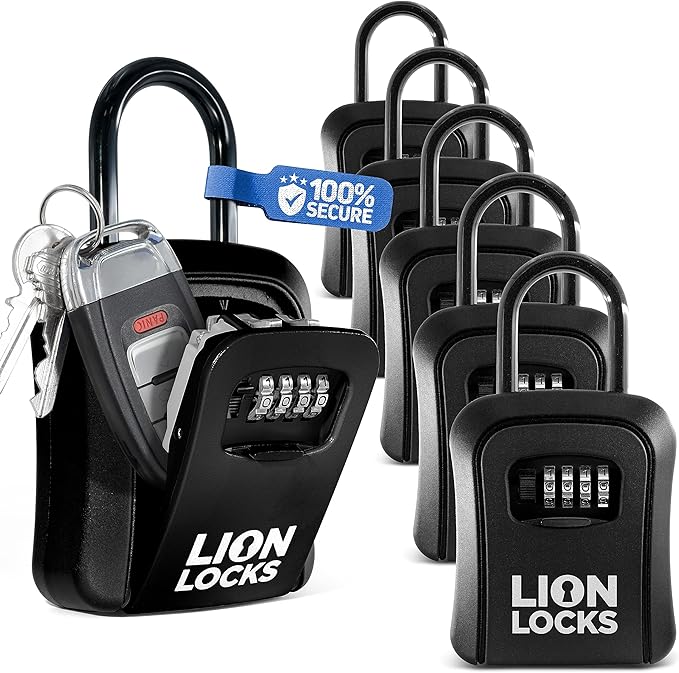 Lion Locks Lock Box for Keys, 6 Pack Black by LionLocks