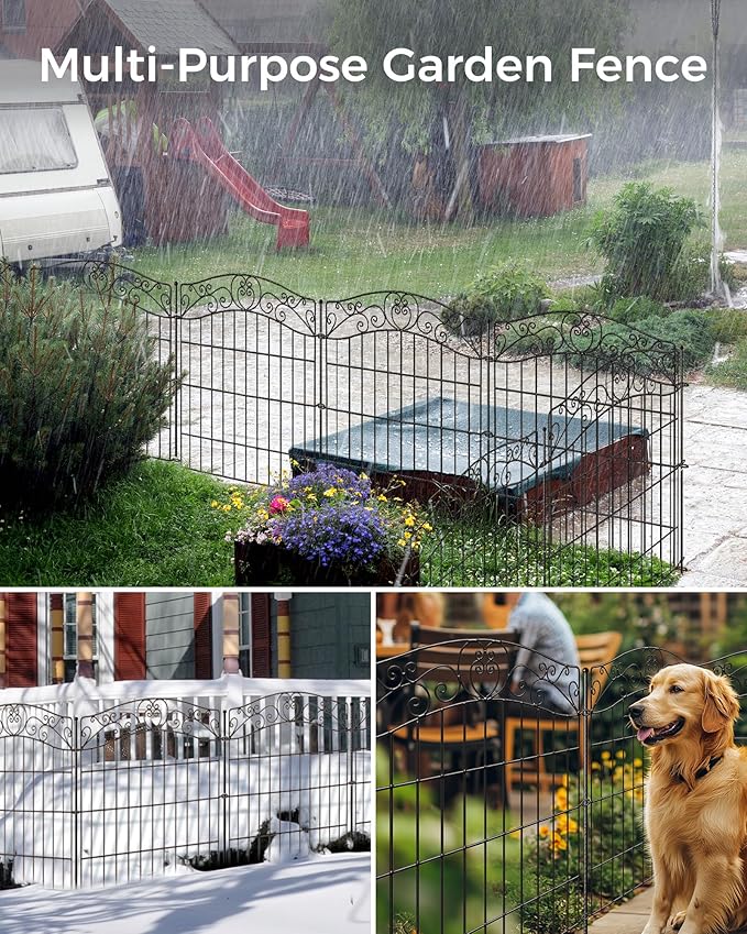 10 Panels No Dig Decorative Outdoor Garden Fence, 40 in X 23.6 ft Animal - Image 6