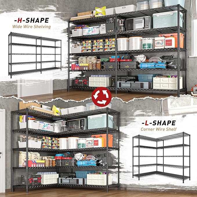 REIBII 73''W Storage Shelves Load 1650 LBS Metal Shelving 5-Tier Adjustable - Image 4