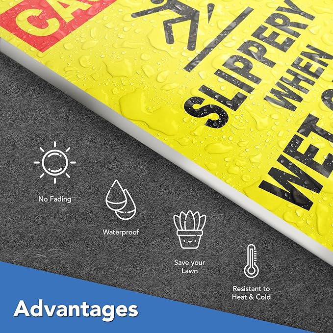 Caution Slippery When Wet or Icy Sign, 8x12 DS Coroplast Warning Caution Wet - Image 5