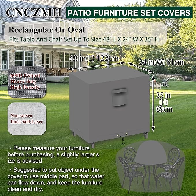 Heavy Duty Patio Furniture Covers Waterproof, 600D Outdoor Furniture Cover - Image 2